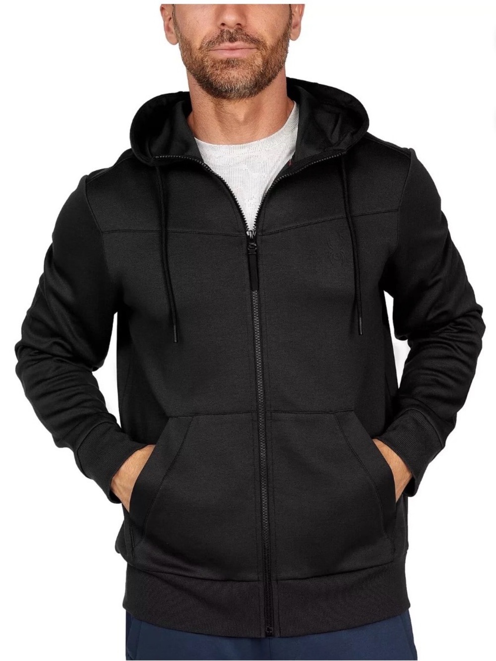 Spyder Active Men's Full Zip Stretch Hoodie Jacket Black Size Large NWT